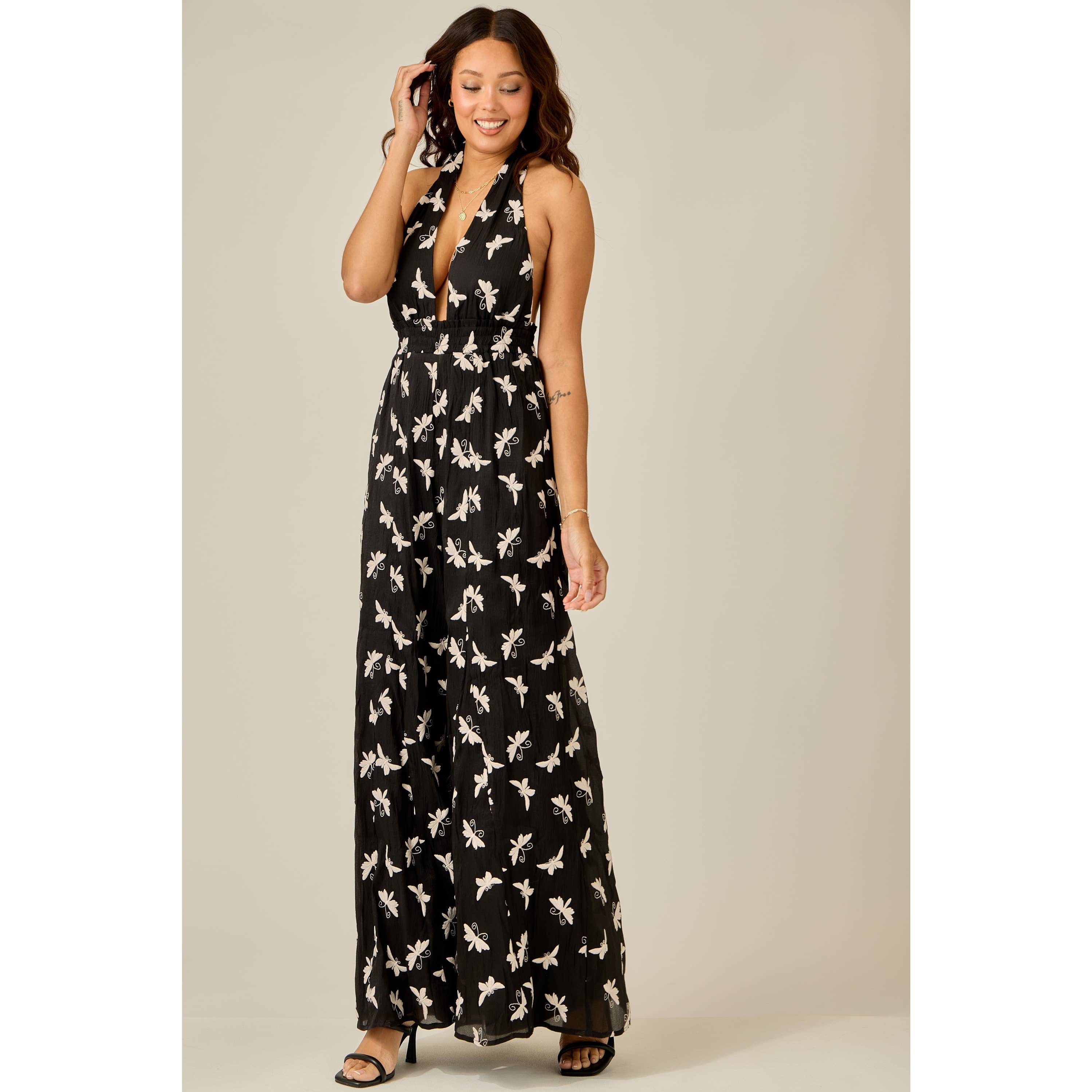 Midnight Flight Halter Jumpsuit