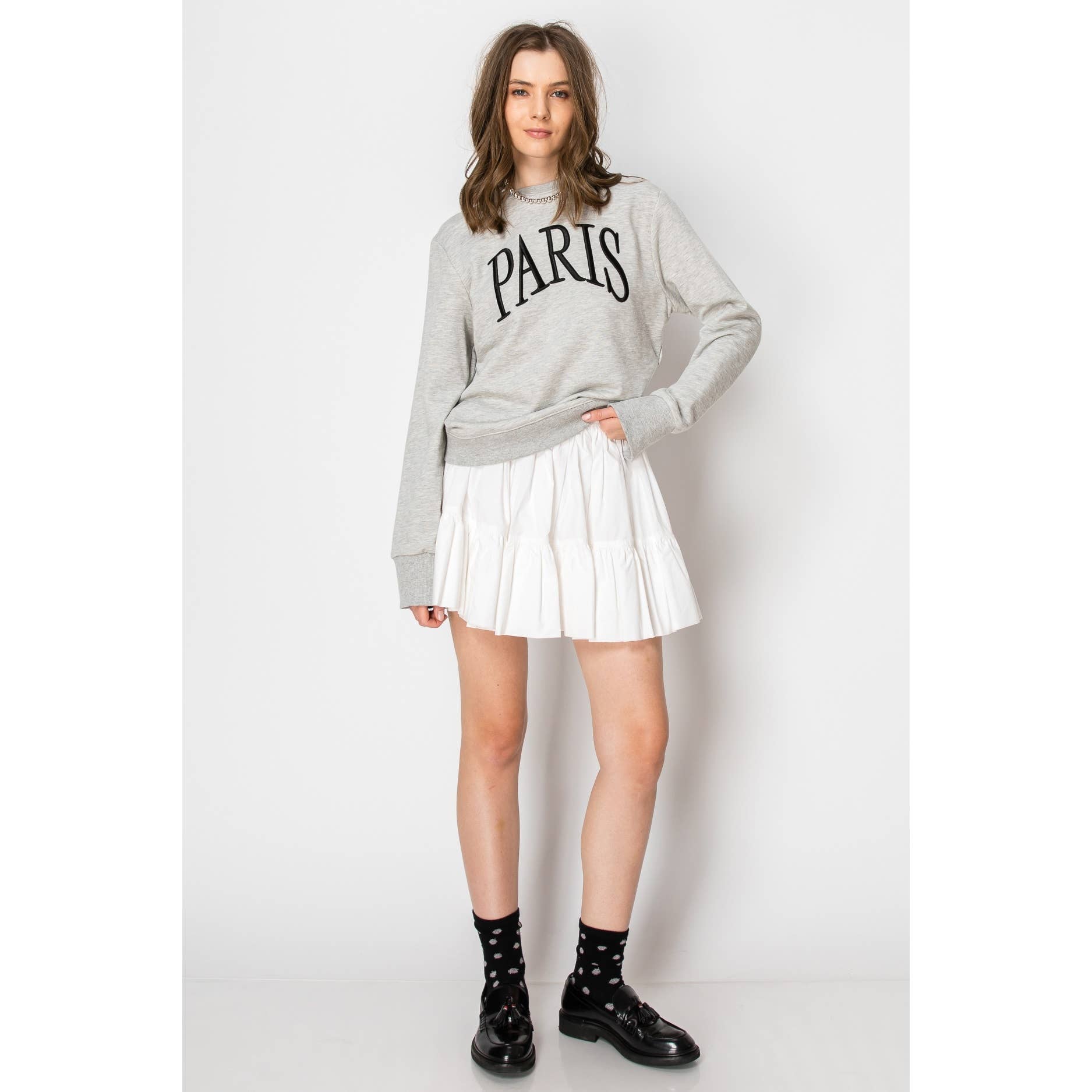 Paris Embroidered French Terry Sweatshirt Pullover