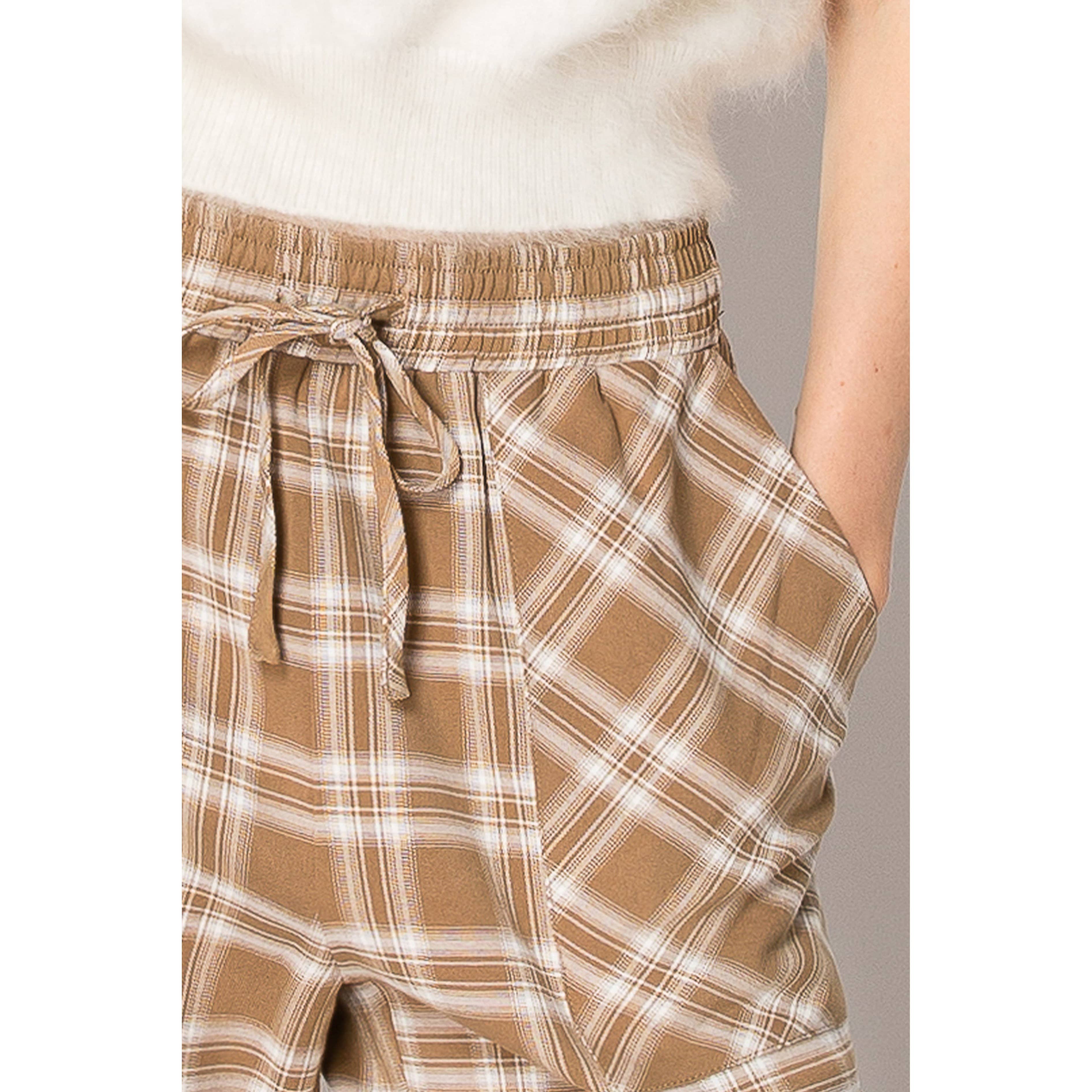 Plaid Drawstring PANTS with Pockets